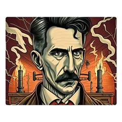 Ai Generated Nikola Tesla Tesla Nikolas Electricity Premium Plush Fleece Blanket (large) by danenraven