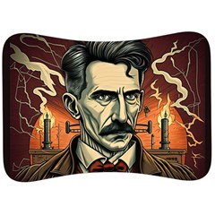 Ai Generated Nikola Tesla Tesla Nikolas Electricity Velour Seat Head Rest Cushion by danenraven