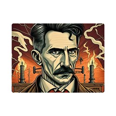 Ai Generated Nikola Tesla Tesla Nikolas Electricity One Side Premium Plush Fleece Blanket (mini) by danenraven