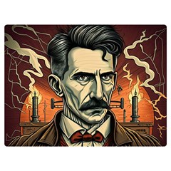 Ai Generated Nikola Tesla Tesla Nikolas Electricity One Side Premium Plush Fleece Blanket (extra Small) by danenraven