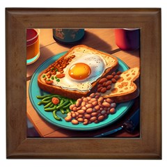 Ai Generated Breakfast Egg Beans Toast Plate Framed Tile by danenraven