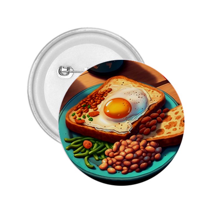 Ai Generated Breakfast Egg Beans Toast Plate 2.25  Buttons