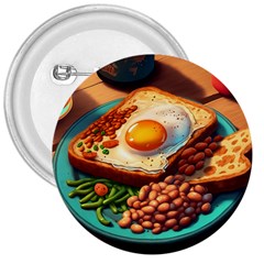 Ai Generated Breakfast Egg Beans Toast Plate 3  Buttons by danenraven