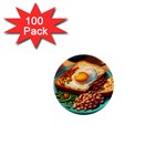 Ai Generated Breakfast Egg Beans Toast Plate 1  Mini Buttons (100 pack)  Front