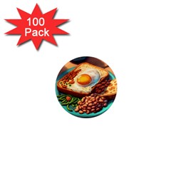 Ai Generated Breakfast Egg Beans Toast Plate 1  Mini Magnets (100 Pack)  by danenraven