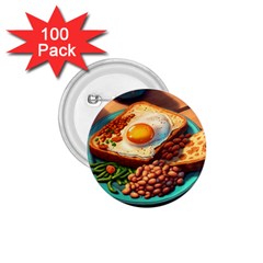 Ai Generated Breakfast Egg Beans Toast Plate 1 75  Buttons (100 Pack)  by danenraven