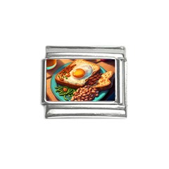 Ai Generated Breakfast Egg Beans Toast Plate Italian Charm (9mm) by danenraven