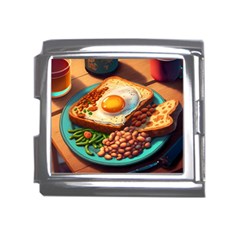 Ai Generated Breakfast Egg Beans Toast Plate Mega Link Italian Charm (18mm) by danenraven