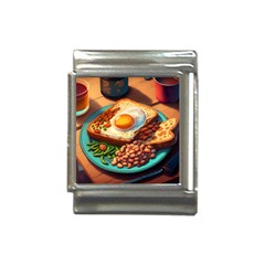 Ai Generated Breakfast Egg Beans Toast Plate Italian Charm (13mm) by danenraven