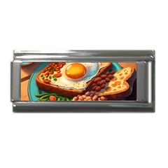 Ai Generated Breakfast Egg Beans Toast Plate Superlink Italian Charm (9mm) by danenraven