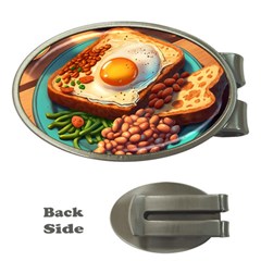 Ai Generated Breakfast Egg Beans Toast Plate Money Clips (oval)  by danenraven