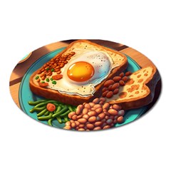 Ai Generated Breakfast Egg Beans Toast Plate Oval Magnet by danenraven