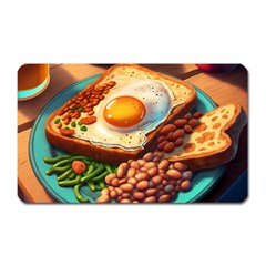 Ai Generated Breakfast Egg Beans Toast Plate Magnet (rectangular) by danenraven