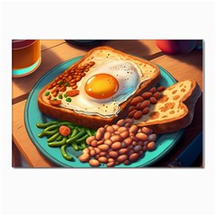 Ai Generated Breakfast Egg Beans Toast Plate Postcard 4 x 6  (pkg Of 10) by danenraven