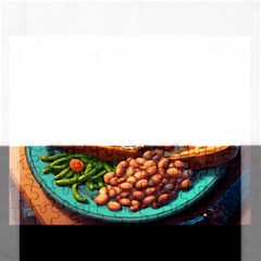 Ai Generated Breakfast Egg Beans Toast Plate Rectangular Jigsaw Puzzl by danenraven