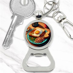 Ai Generated Breakfast Egg Beans Toast Plate Bottle Opener Key Chain by danenraven