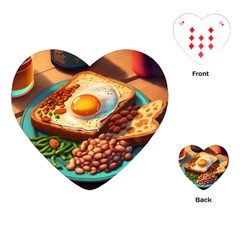 Ai Generated Breakfast Egg Beans Toast Plate Playing Cards Single Design (heart) by danenraven