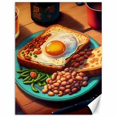 Ai Generated Breakfast Egg Beans Toast Plate Canvas 12  X 16  by danenraven