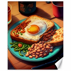 Ai Generated Breakfast Egg Beans Toast Plate Canvas 11  X 14  by danenraven