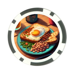 Ai Generated Breakfast Egg Beans Toast Plate Poker Chip Card Guard by danenraven