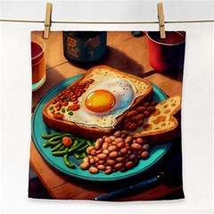 Ai Generated Breakfast Egg Beans Toast Plate Face Towel by danenraven