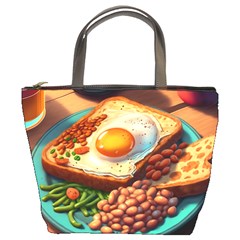 Ai Generated Breakfast Egg Beans Toast Plate Bucket Bag by danenraven