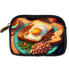 Ai Generated Breakfast Egg Beans Toast Plate Digital Camera Leather Case by danenraven