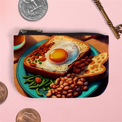 Ai Generated Breakfast Egg Beans Toast Plate Mini Coin Purse by danenraven