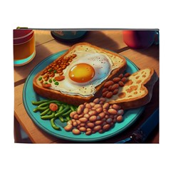 Ai Generated Breakfast Egg Beans Toast Plate Cosmetic Bag (xl) by danenraven