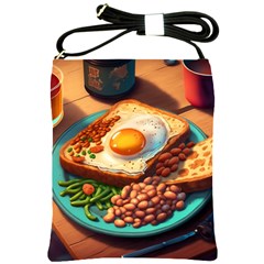 Ai Generated Breakfast Egg Beans Toast Plate Shoulder Sling Bag by danenraven