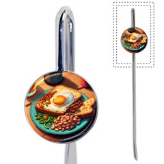 Ai Generated Breakfast Egg Beans Toast Plate Book Mark by danenraven