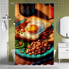 Ai Generated Breakfast Egg Beans Toast Plate Shower Curtain 48  X 72  (small)  by danenraven