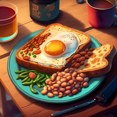 Ai Generated Breakfast Egg Beans Toast Plate Play Mat (rectangle) by danenraven