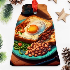 Ai Generated Breakfast Egg Beans Toast Plate Bell Ornament (two Sides) by danenraven