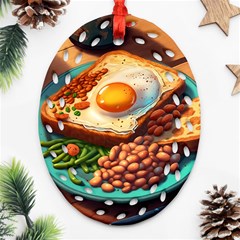 Ai Generated Breakfast Egg Beans Toast Plate Ornament (oval Filigree) by danenraven