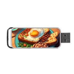 Ai Generated Breakfast Egg Beans Toast Plate Portable Usb Flash (one Side) by danenraven