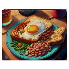 Ai Generated Breakfast Egg Beans Toast Plate Cosmetic Bag (xxxl) by danenraven