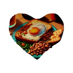 Ai Generated Breakfast Egg Beans Toast Plate Standard 16  Premium Heart Shape Cushions by danenraven