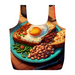 Ai Generated Breakfast Egg Beans Toast Plate Full Print Recycle Bag (l)