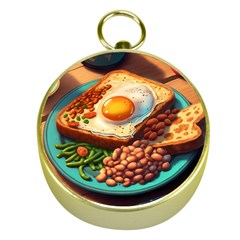 Ai Generated Breakfast Egg Beans Toast Plate Gold Compasses by danenraven