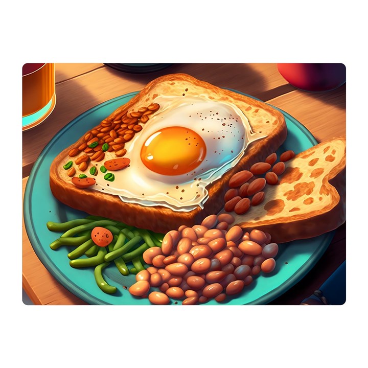 Ai Generated Breakfast Egg Beans Toast Plate Premium Plush Fleece Blanket (Mini)