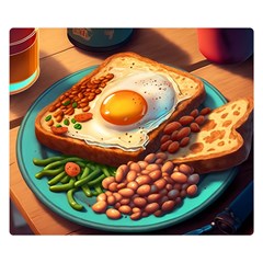 Ai Generated Breakfast Egg Beans Toast Plate Premium Plush Fleece Blanket (small) by danenraven