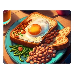 Ai Generated Breakfast Egg Beans Toast Plate Premium Plush Fleece Blanket (large) by danenraven