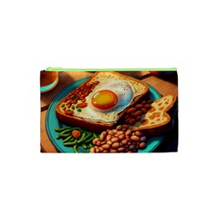 Ai Generated Breakfast Egg Beans Toast Plate Cosmetic Bag (xs) by danenraven