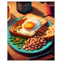 Ai Generated Breakfast Egg Beans Toast Plate Drawstring Bag (small) by danenraven