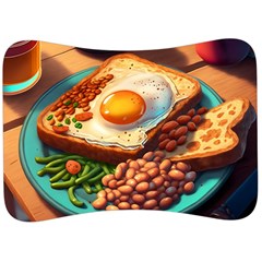 Ai Generated Breakfast Egg Beans Toast Plate Velour Seat Head Rest Cushion by danenraven