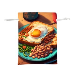 Ai Generated Breakfast Egg Beans Toast Plate Lightweight Drawstring Pouch (s) by danenraven