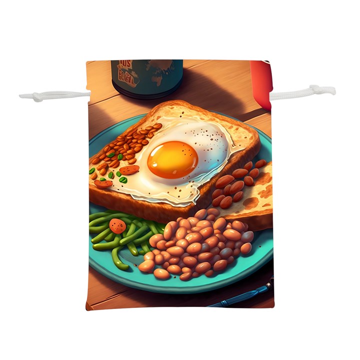 Ai Generated Breakfast Egg Beans Toast Plate Lightweight Drawstring Pouch (M)