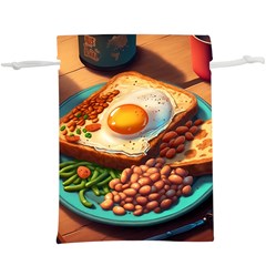 Ai Generated Breakfast Egg Beans Toast Plate Lightweight Drawstring Pouch (xl) by danenraven