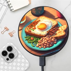 Ai Generated Breakfast Egg Beans Toast Plate Wireless Fast Charger(black) by danenraven